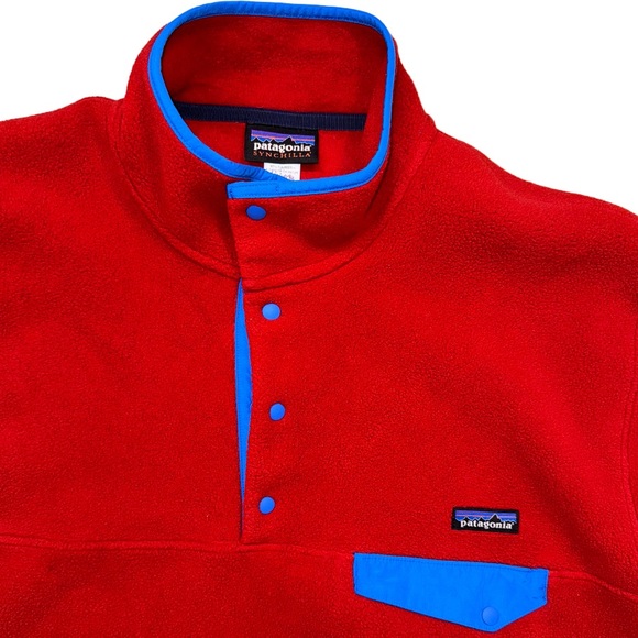 🔥 PATAGONIA synchilla reb blue pullover jacket men’s fleece pullover size large - Picture 10 of 13